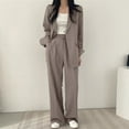 thumbnail image 4 of Women's 2 Piece Outfits Oversized Dressy Blazer Jacket Wide Leg Pants 2025 Fall Business Casual Office Work Suit Sets (3XL, Gray), 4 of 6