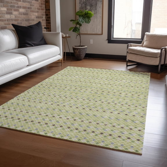 Addison Rugs Machine Washable Indoor/ Outdoor Diamond Striped Chantille Rug 10' x 14' - Aloe