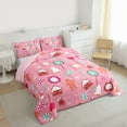 thumbnail image 3 of Manfei Happy Christmas Queen Comforter Set,Cute Flower Floral Bedding Sets,Colorful Candy Bedding Comforter Set For Teens,Breathable Home Decor Reversible,3-Piece, 3 of 8