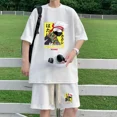thumbnail image 3 of Traje de verano con estampado de gofres para hombre y mujer, ropa deportiva de marca, camiseta holgada de manga corta, pantalones cortos deportivos, conjunto de 2 piezas, 3 of 5