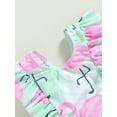 thumbnail image 5 of Blotona Toddler Baby Girls Summer Bikini Jumpsuit Cartoon Dinosaur Flamingo Leaf Print Ruffled Sleeveless Round Neck Swimsuit, 5 of 9