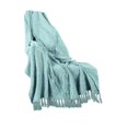 thumbnail image 3 of 50" X 60" Green Woven Cotton Throw Blanket with Fringe, 3 of 5