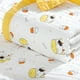 thumbnail image 4 of Toalla de baño de algodón para niños, manta de bebé lavable suave y transpirable con bonito patrón de dibujos animados para el hogar, vaca con borde amarillo, 4 of 5