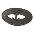 thumbnail image 2 of Light Blue Whitewashed Cast Iron Crews Quarters with Anchor Sign 8" - Metal Wall Plaque - Cast Iron Nautical Decor Sign, 2 of 7
