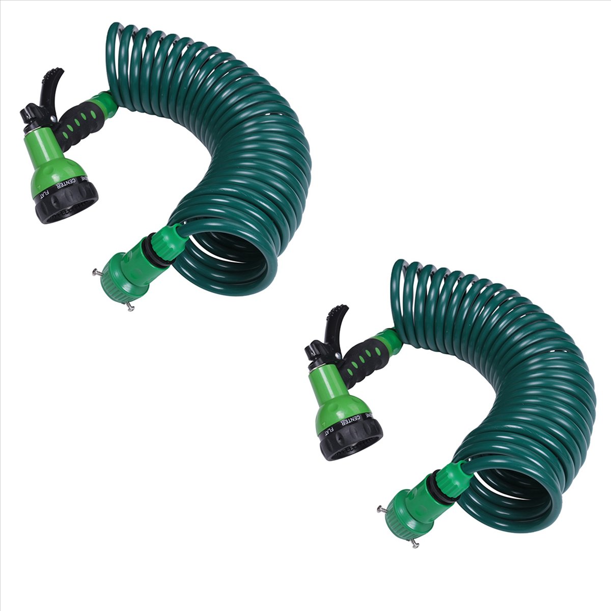 2X EVA Garden Telescopic Spring Tube Garden Hose Plastic Multifunctional Car Wash Water Spray Sprinkler for Garden,green