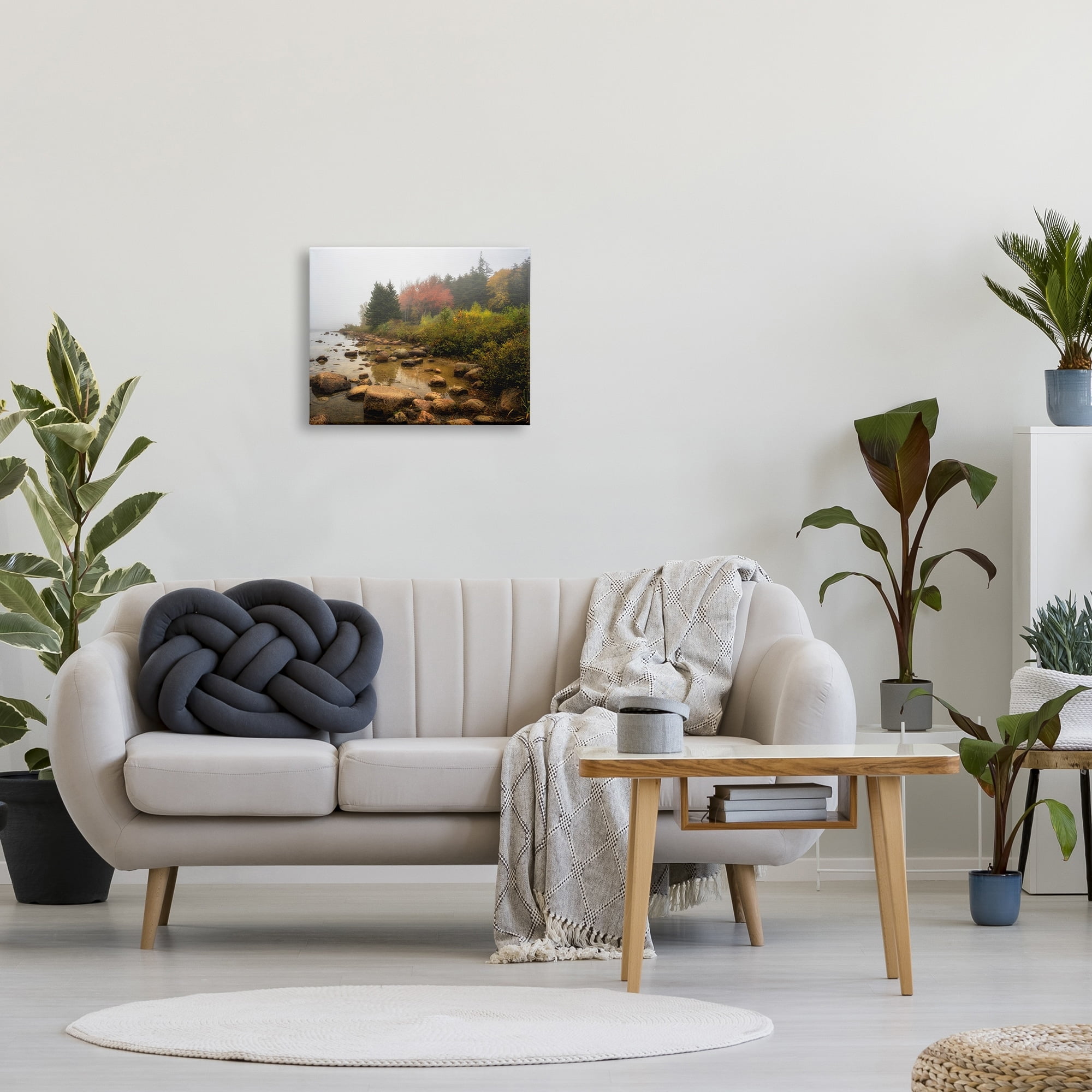 Stupell Industries Rocky Shore Woodland Foliage Coastal Photography Gallery Wrapped Canvas Print Wall Art