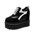 thumbnail image 2 of Hidden Wedge Heel, Womens Platform Sneakers, Hidden Wedge Heel Lace Up Shoes with Ultra High Thick Sole, Comfortable Fashion Walking Footwear for Daily Wear, Trendy Shoes for Women, 2 of 5