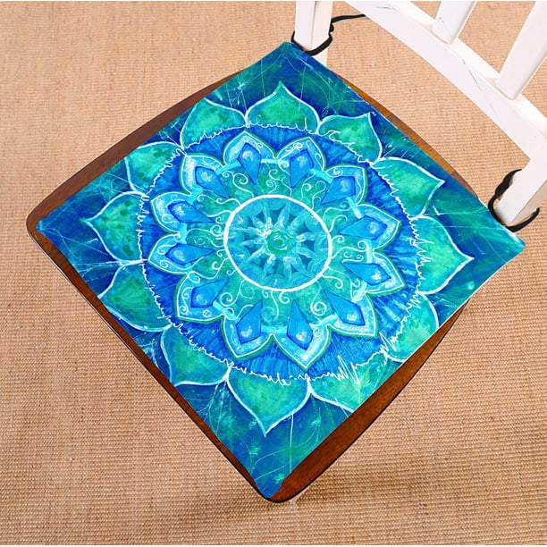 ABPHQTO Mandala Trippy Psychedelic Pintura abstracta Cojín de silla Cojín de asiento Cojín de silla Cojín de suelo con memoria transpirable Cojín interior y lazos Impresión a dos lados 45x45 cm ABPHQTO Chair-ZK-91-18x18