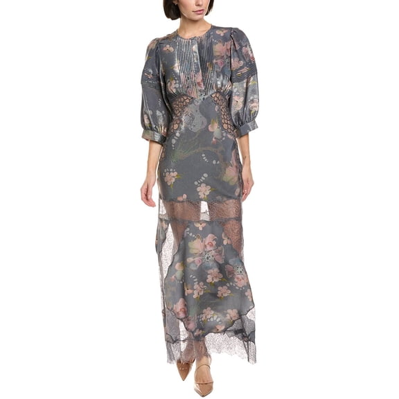 Cynthia Rowley womens Silk-Blend Lace Maxi Dress, xs, Purple