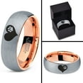thumbnail image 4 of Tungsten Paw Print Heart Shaped Band Ring 7mm Men Women Comfort Fit 18k Rose Gold Dome Brushed Gray Polished, 4 of 4