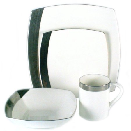 Mikasa Ridge Square Platinum 4-Piece Place Setting, Service for 1