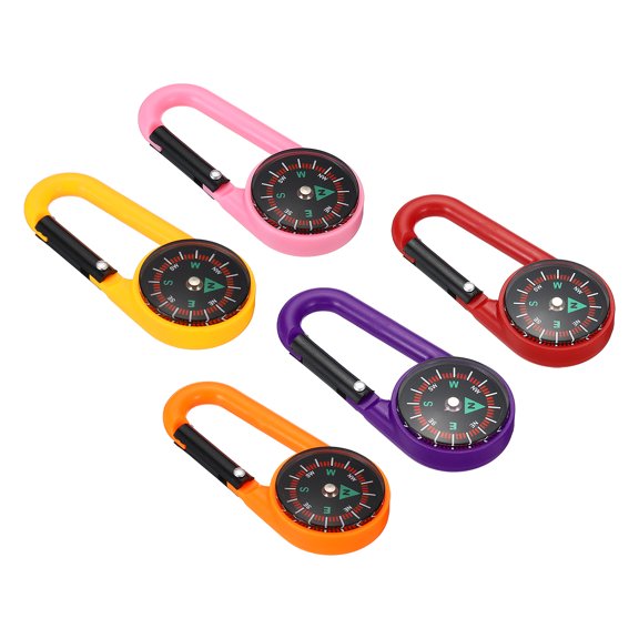 Uxcell Compass, Buckle Compass Keychain Waterproof Survival Pocket Compass, 5 Color 5Pack