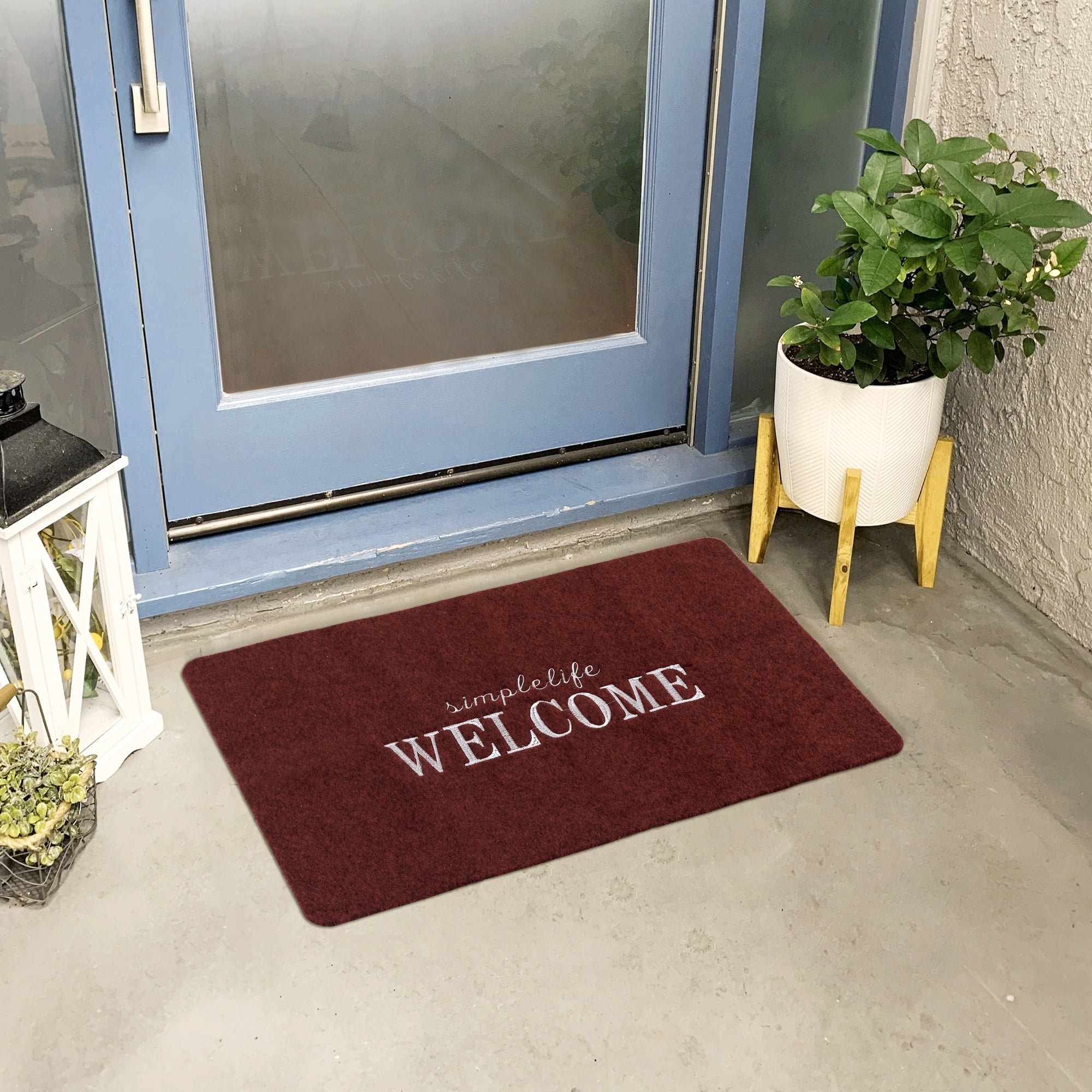 REGALWOVEN Door Mat Non Slip Indoor Outdoor Doormats for Front Door Welcome Red 20" x 32"