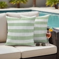 thumbnail image 4 of Sage Green Striped Outdoor Waterproof Pillow Covers, Farmhouse Vintage Stripes Decorative Square Throw Pillowcase Sofa Cushion Sham for Patio/Couch/Chair, 20"x20" 2 Pack, 4 of 8