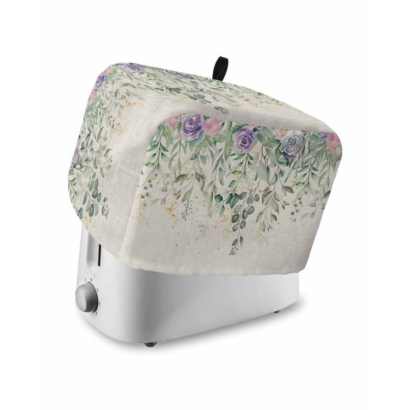 Eucalyptus Leaves Toaster Cover 2 Slice, Small Kitchen Appliance Covers, Sage Green Summer Botanical Weeping Toaster Oven Cover with Loop, Bread Machine Cover Polyester Dust Cover Protection