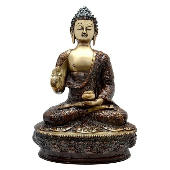 eSplanade - Meditating Buddha - Vitarka Buddha - Tibetan Buddhist Showpiece Murti Idol Statue Figurine | Decorative Idols - Home Decor | Brass - 14" Inches - Gold-Brown