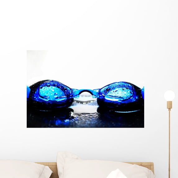 Swim Goggles Wall Mural by Wallmonkeys Peel and Stick Graphic (24 in W x 10 in H) WM126593