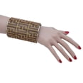 thumbnail image 5 of Women Long Cuff Bracelet Gold Metal Geometric Brown Bling Jewelry, 5 of 10