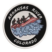 Arkansas River, Colorado - 3.5" - Iron-On or Sew-On Embroidered Patch Novelty Applique - Nature Wildlife Camping Hiking Trails Sports White Water Rafting - Badge Emblem - Vacation Souvenir