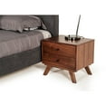 thumbnail image 2 of Benzara Two Drawer Nightstand with Rod Shaped Pull and Tapered Feet, Walnut Brown, 2 of 5
