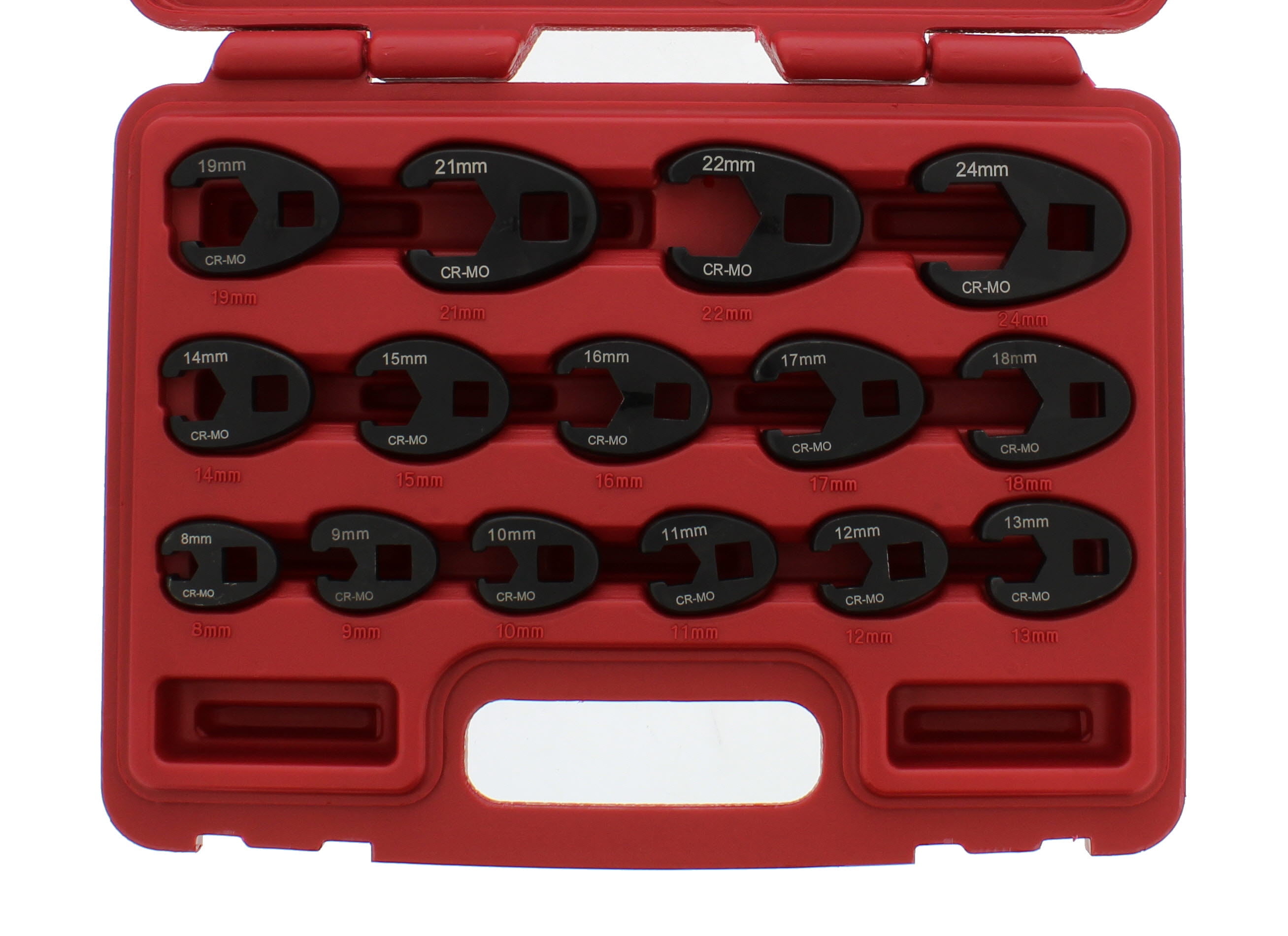 Cr-Mo Jumbo 15pc Metric Crowfoot Wrench Set for 3/8" and 1/2" Drive Ratchet 