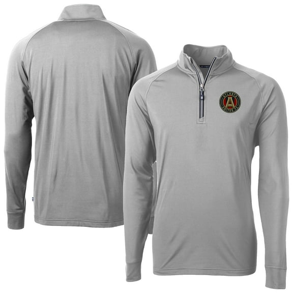 Men's-Cutter & Buck  Gray Atlanta United FC Adapt Eco Knit Stretch Recycled Raglan Quarter-Zip Pullover Top