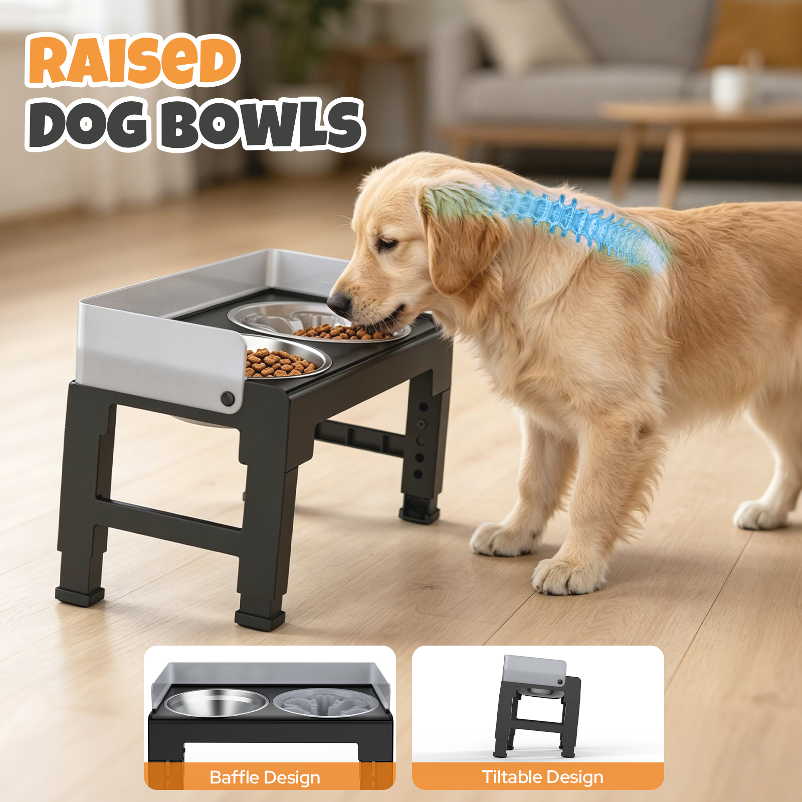 Euqvunn Elevated Dog Bowls, 6 Adjustable Heights with Slow Feeder photo 6