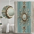 thumbnail image 4 of Vintage Teal Art Shower Curtain Set - Standard 72" x 72" Washable Bathtub Curtain with 12 Hooks, Retro Abstract Art Waterproof Fabric Stall Shower Curtains for Bathroom/Bathtub Décor, 4 of 6