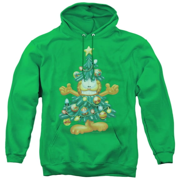 Garfield Tree Adult Pullover Hoodie Sweatshirt Kelly Green