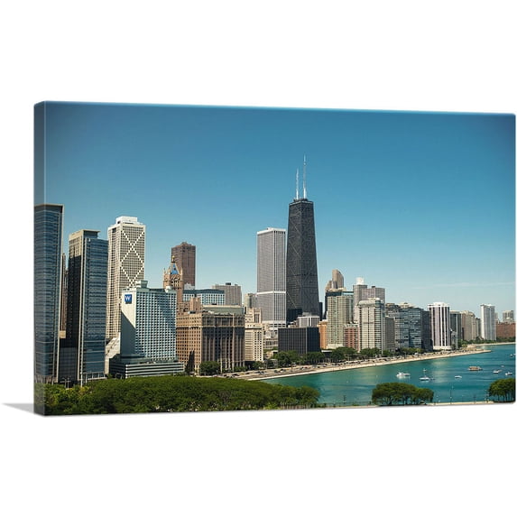 ARTCANVAS Chicago Lake Shore Skyline Canvas Art Print - Size: 40" x 26" (1.50" Deep)