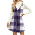 thumbnail image 4 of FRSASU Robe Salopette à Carreaux pour Femme, Fermeture Éclair devant, Col en V, Sans Manches, Tricot Ample, Robe Chasuble, Violet G(L), 4 of 4