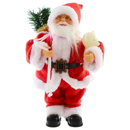 

DiMaddie Electric Santa Claus Christmas Bear Singing Dancing Figurine Plush Xmas Ornament