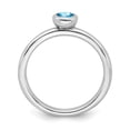 thumbnail image 2 of 925 Sterling Silver Stackable Expressions Low 4mm Round Blue Topaz Ring Size: 8; for Adults and Teens; for Women and Men, 2 of 5
