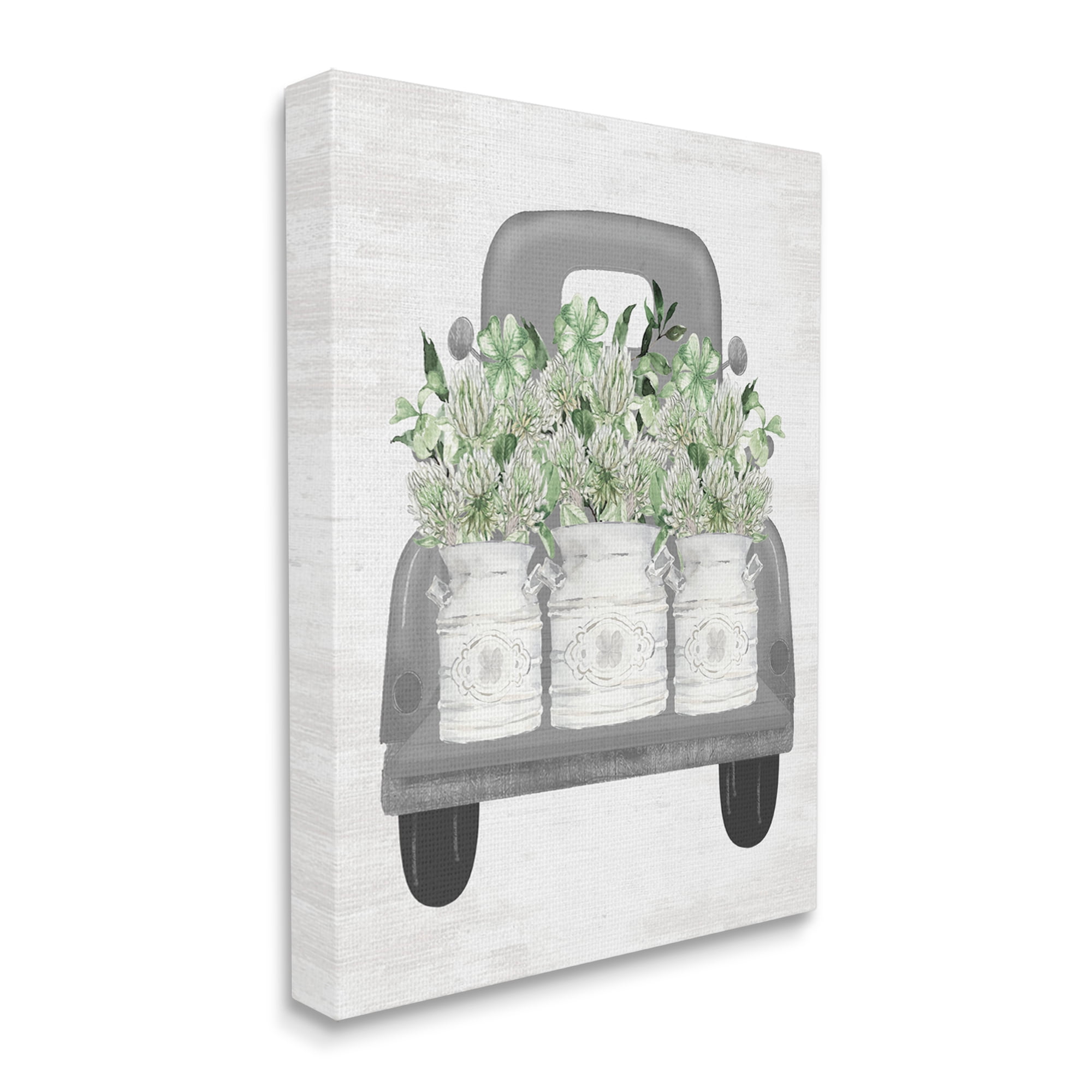 Stupell Industries Pickup Truck with Greenery Botanical & Floral Painting Gallery Wrapped Canvas Art Print Wall Art, 36 x 48