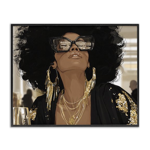 Stupell Industries Full Of Confidence Beautiful Woman Black Framed Giclee Art, design by Franklyn Gregory