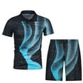 thumbnail image 3 of VBTAPA 2 Piece Summer Outfits for Men Dressy Casual Short Sleeve Polos Shirts and Shorts Set Trendy Print Vacation Beach Suit Green XXL, 3 of 5