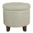 thumbnail image 2 of Textured Woven Fabric Upholstered Round Ottoman with Lift Top Storage Beige and Brown - Saltoro Sherpi, 2 of 5
