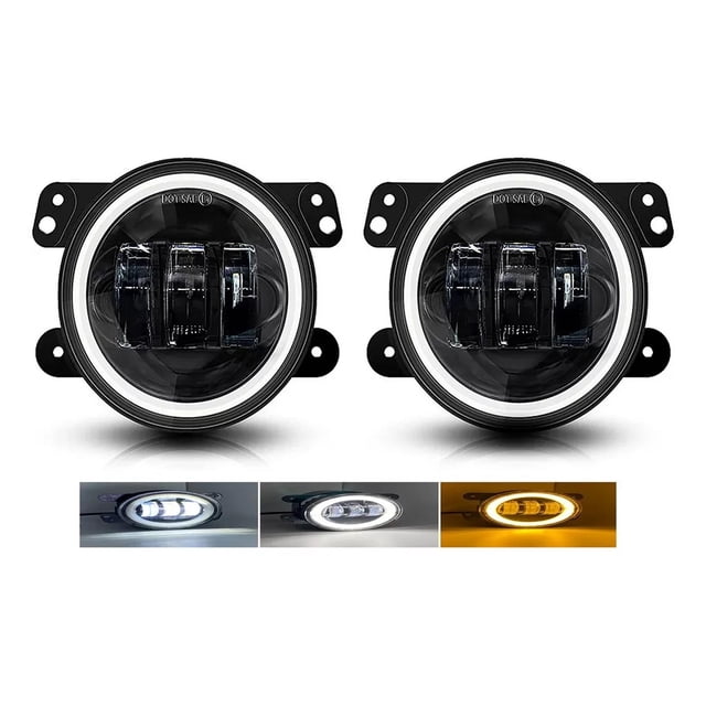 Par 4'' Led Faros Niebla Universal Ronda Ojos De Angel Jeep