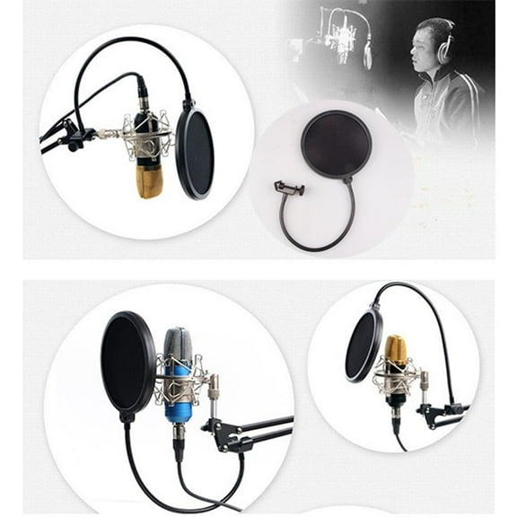 Double Layer Studio Microphone Wind Screen Mask Large Pop Filter Anti Spray Cover