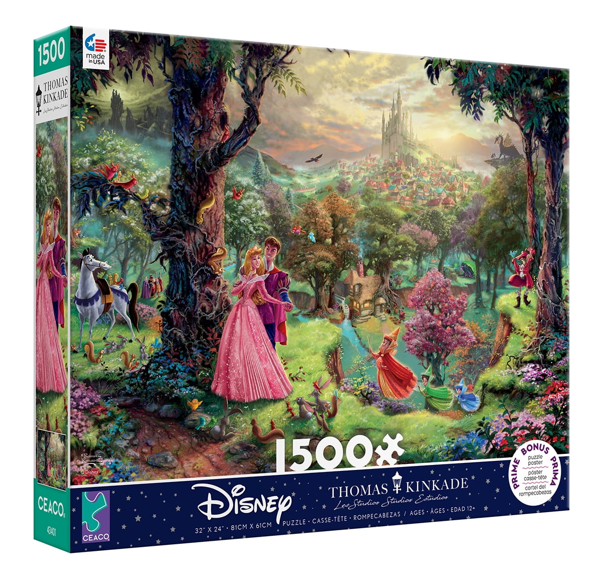 Ceaco - 1500PC Assortment - Thomas Kinkade - Disney - Sleepy Beauty - 1500 Piece Jigsaw Puzzle