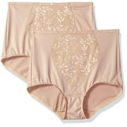 BALI Nude Jacquard Tummy Panel Shaping Brief Panty-2Pack, US 2X-Large, NWOT