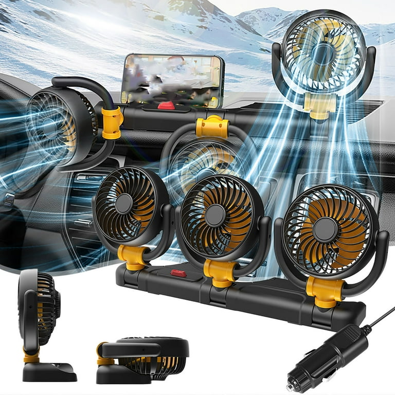 fan for cigarette lighter Car Cooling Fan - Portable 3-Head 12V 2-Speed 360°Adjustable - Cigarette  Lighter Plug, Powerful Airflow Car Fan for Vehicles