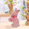 thumbnail image 3 of Easter Flocked Bunnies, Flocking Rabbit Figurines with Bow Ties, Adorable Spring Tabletop Ornaments for Home Garden Decor, Bunnies Decoration for Easter Celebration Table Decor C, 3 of 9