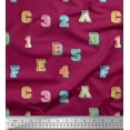 thumbnail image 1 of Soimoi Silk Fabric Numbers & Alphabets Text Print Fabric by Yard 42 Inch Wide, 1 of 3