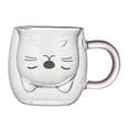 thumbnail image 2 of Taza de vidrio aislante de doble pared, taza para leche, taza para espresso, linda taza resistente al calor Gato Blanco Con Mango Rosa, 2 of 9