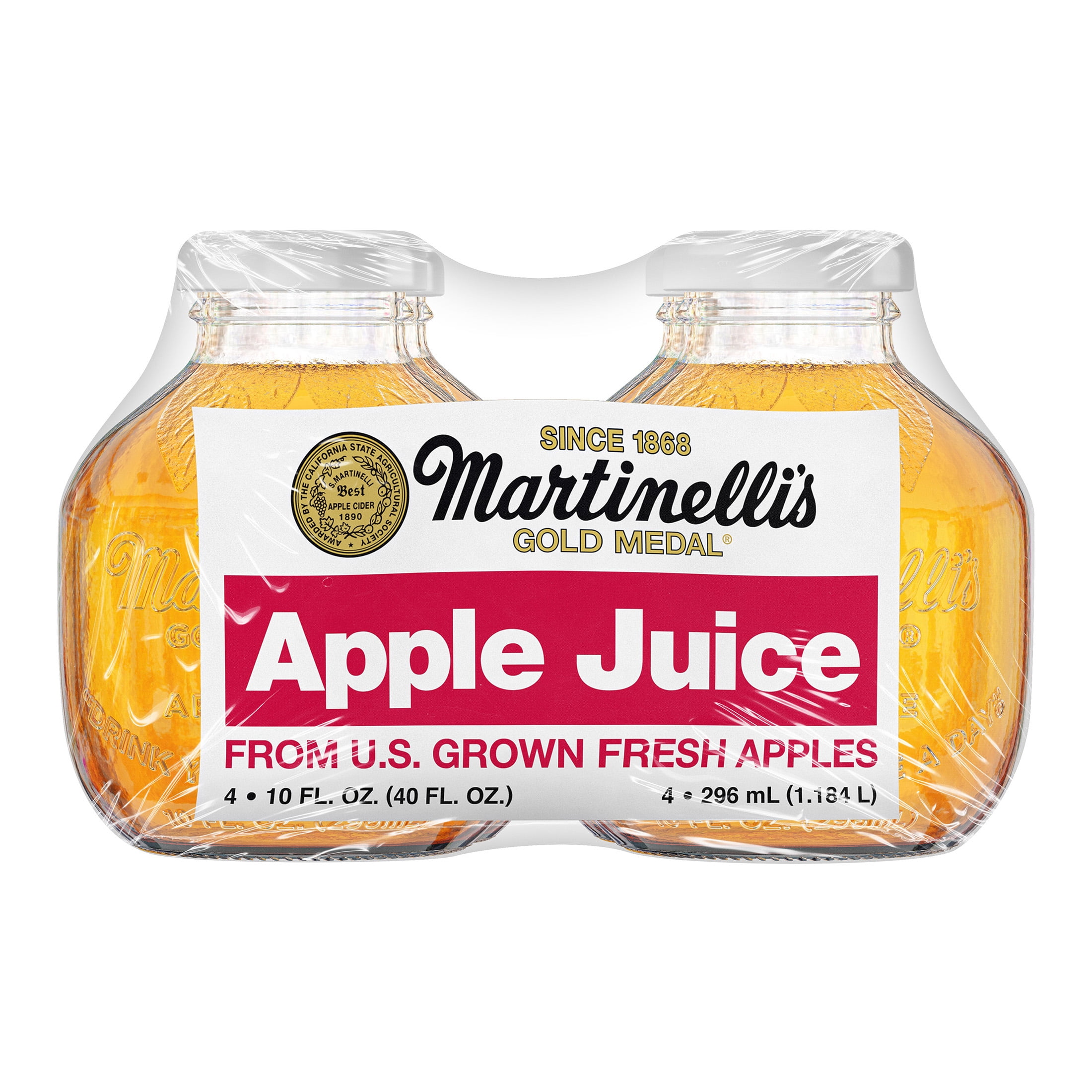 Martinelli's Apple Juice, 10 fl oz Glass Bottle, 4 Count