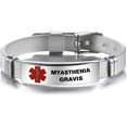 thumbnail image 1 of LAICAIW Red Medical Alert ID Bracelet for Women Mens Emergency First Aid Health Alert Laser Engraved Stainless Steel Adjustable PVC Band Bracelets for Elderly, 1 of 7