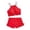 Red*, variant on OSOLU Girls Swimsuit Sets Summer Sleeveless Swimwear Solid Color Tankini Tops and Swim Shorts 2 Piece Swimsuit Sporty Training Bathing Suit