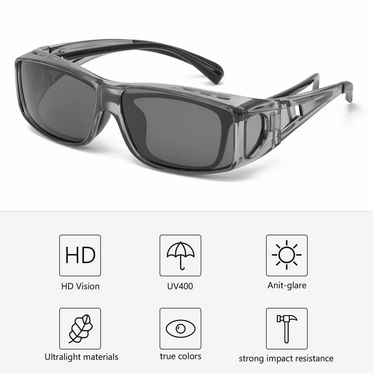 IGnaef Fit Over Glasses Sunglasses for Men Women Polarized Wrap Around Sunglasses to Wear Over Glasses with UV Protection