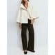 thumbnail image 5 of Ponchos con Mangas de Murciélago para Mujer, Abrigo de Lana con Cuello Alto y Cinturón, Chaqueta Corta de Invierno S, 5 of 7